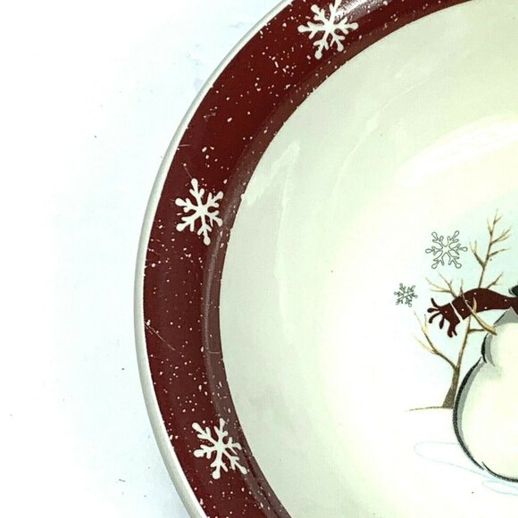 Royal Seasons Snowman Serving Bowl 10 in Red Winter Christmas Dinner Serveware - Picture 3 of 5